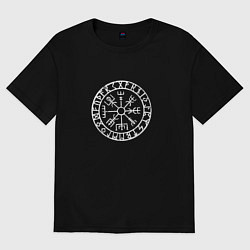 Футболка оверсайз женская Вегвизир - компас викингов, цвет: черный