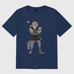 Футболка оверсайз женская Боевой кот, цвет: тёмно-синий