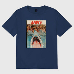Футболка оверсайз женская Jaws beach poster, цвет: тёмно-синий