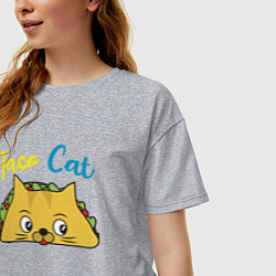 Футболка оверсайз женская Taco Cat, цвет: меланж — фото 2