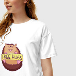 Футболка оверсайз женская Бесплатные обнимашки Free Hugs, цвет: белый — фото 2