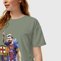 Футболка оверсайз женская Lionel Messi Barcelona Argentina!, цвет: авокадо — фото 2