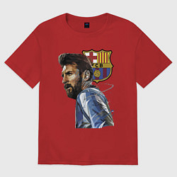 Футболка оверсайз женская Lionel Messi Barcelona Argentina Striker, цвет: красный