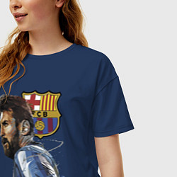 Футболка оверсайз женская Lionel Messi Barcelona Argentina Striker, цвет: тёмно-синий — фото 2