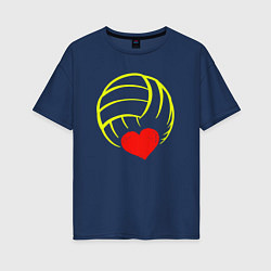 Футболка оверсайз женская Volleyball Heart, цвет: тёмно-синий