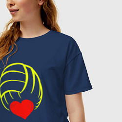 Футболка оверсайз женская Volleyball Heart, цвет: тёмно-синий — фото 2