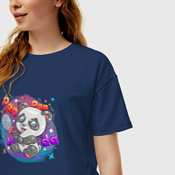 Футболка оверсайз женская Милая Панда Cute panda, цвет: тёмно-синий — фото 2