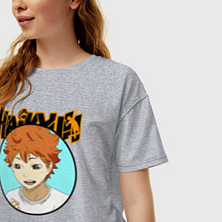 Футболка оверсайз женская Шоё Хината Haikyu!!, цвет: меланж — фото 2