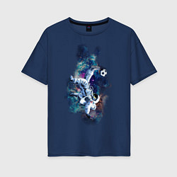 Футболка оверсайз женская Космический футболист, цвет: тёмно-синий