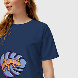 Футболка оверсайз женская Cute reptille, цвет: тёмно-синий — фото 2