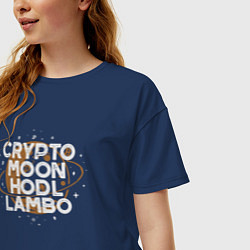 Футболка оверсайз женская Hodl crypto bro, цвет: тёмно-синий — фото 2