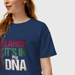 Футболка оверсайз женская ДНК - Беларусь, цвет: тёмно-синий — фото 2