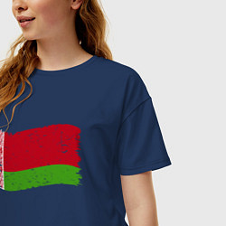 Футболка оверсайз женская Флаг - Беларусь, цвет: тёмно-синий — фото 2