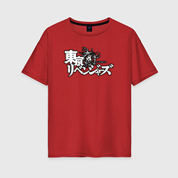 Футболка оверсайз женская Токийские мстители, лого, цвет: красный