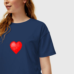 Футболка оверсайз женская Пиксельное Сердце, цвет: тёмно-синий — фото 2