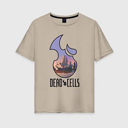 Футболка оверсайз женская Dead Cells logo landscape, цвет: миндальный