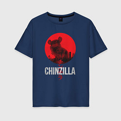 Футболка оверсайз женская Chinzilla white, цвет: тёмно-синий