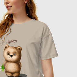 Футболка оверсайз женская Медведь, цвет: миндальный — фото 2