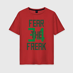 Футболка оверсайз женская Fear The Freak 34, цвет: красный