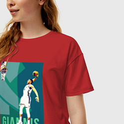 Футболка оверсайз женская Giannis, цвет: красный — фото 2
