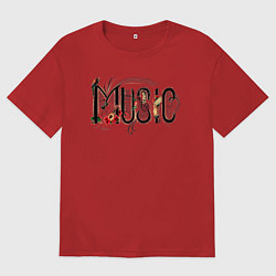 Футболка оверсайз женская Моя любимая музыка, цвет: красный
