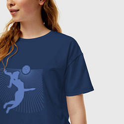 Футболка оверсайз женская Girl Volleyball, цвет: тёмно-синий — фото 2
