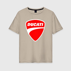 Футболка оверсайз женская DUCATI ДУКАТИ ЭМБЛЕМА, цвет: миндальный