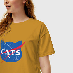 Футболка оверсайз женская Cats NASA, цвет: горчичный — фото 2