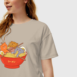 Футболка оверсайз женская Вкусные котики, цвет: миндальный — фото 2