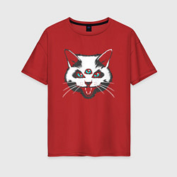 Футболка оверсайз женская Angry Cat, цвет: красный