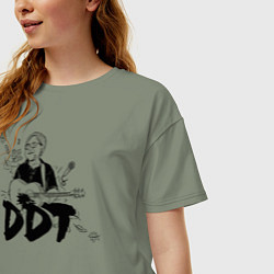 Футболка оверсайз женская DDT Юрий Шевчук, цвет: авокадо — фото 2