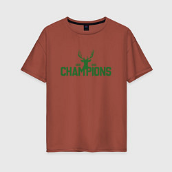 Футболка оверсайз женская Bucks Champions, цвет: кирпичный