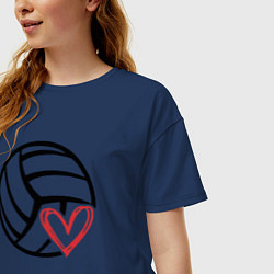 Футболка оверсайз женская Love Volleyball, цвет: тёмно-синий — фото 2