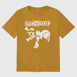 Футболка оверсайз женская One Piece Манки Д Луффи, цвет: горчичный