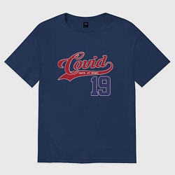 Футболка оверсайз женская Covid 19, цвет: тёмно-синий
