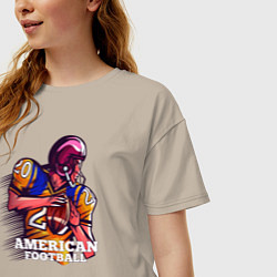 Футболка оверсайз женская Американский футбол, цвет: миндальный — фото 2