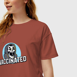 Футболка оверсайз женская Vaccinated, цвет: кирпичный — фото 2