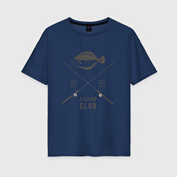 Футболка оверсайз женская Рыбаловный клуб, цвет: тёмно-синий