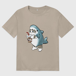 Футболка оверсайз женская Котоакула, цвет: миндальный