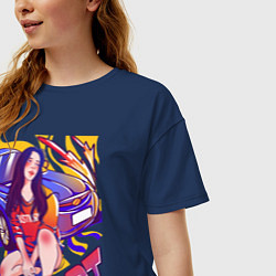Футболка оверсайз женская Fast Girl, цвет: тёмно-синий — фото 2