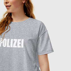 Футболка оверсайз женская POLIZEI Полиция Надпись Белая, цвет: меланж — фото 2
