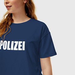 Футболка оверсайз женская POLIZEI Полиция Надпись Белая, цвет: тёмно-синий — фото 2