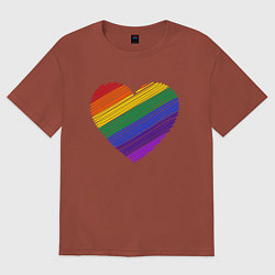 Футболка оверсайз женская Сердце, цвет: кирпичный