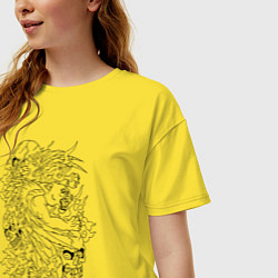 Футболка оверсайз женская Tiger & Skulls tattoo, цвет: желтый — фото 2