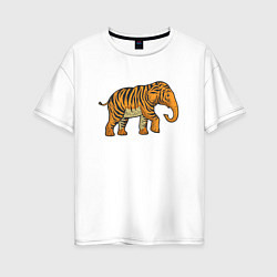 Футболка оверсайз женская Тигровый слон, цвет: белый