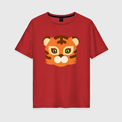 Футболка оверсайз женская Cute Tiger, цвет: красный