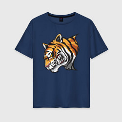 Футболка оверсайз женская Злобный Тигр, цвет: тёмно-синий