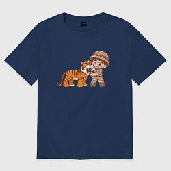 Футболка оверсайз женская Tiger Friend, цвет: тёмно-синий