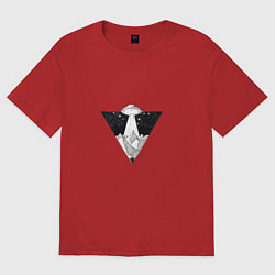 Футболка оверсайз женская НЛО треугольник, цвет: красный