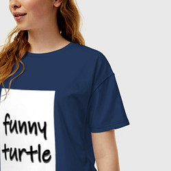 Футболка оверсайз женская Funny turtle, цвет: тёмно-синий — фото 2